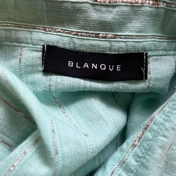 Blanque Boxy Oversized Textured Mint Button Down Lagenlook‎ Art To Wear Sz 0 Sm - Picture 6 of 7